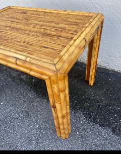 Vintage Burnt Bamboo Side Table, Rectangular Design, 1970s Philippines
