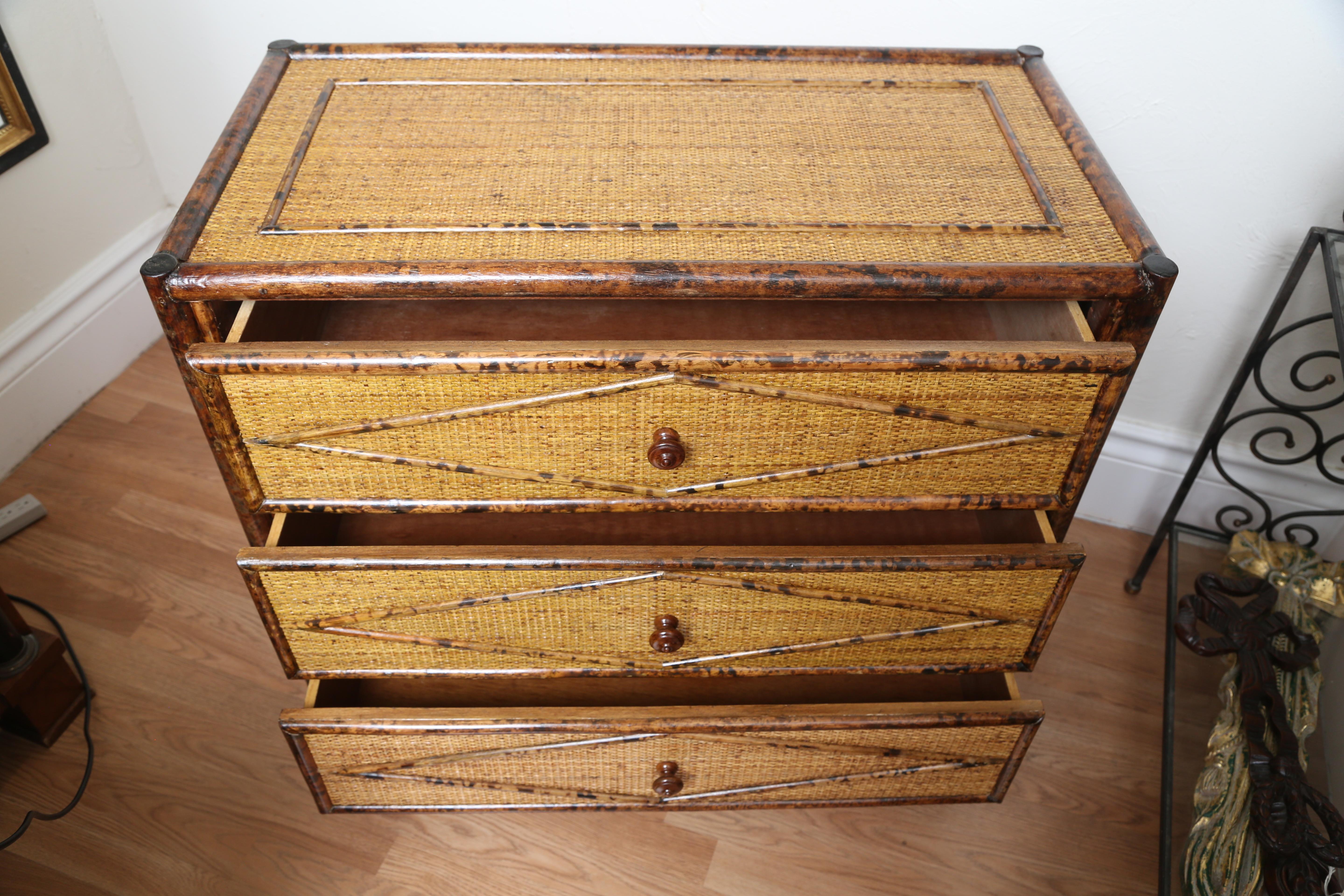 vintage bamboo chest of drawers