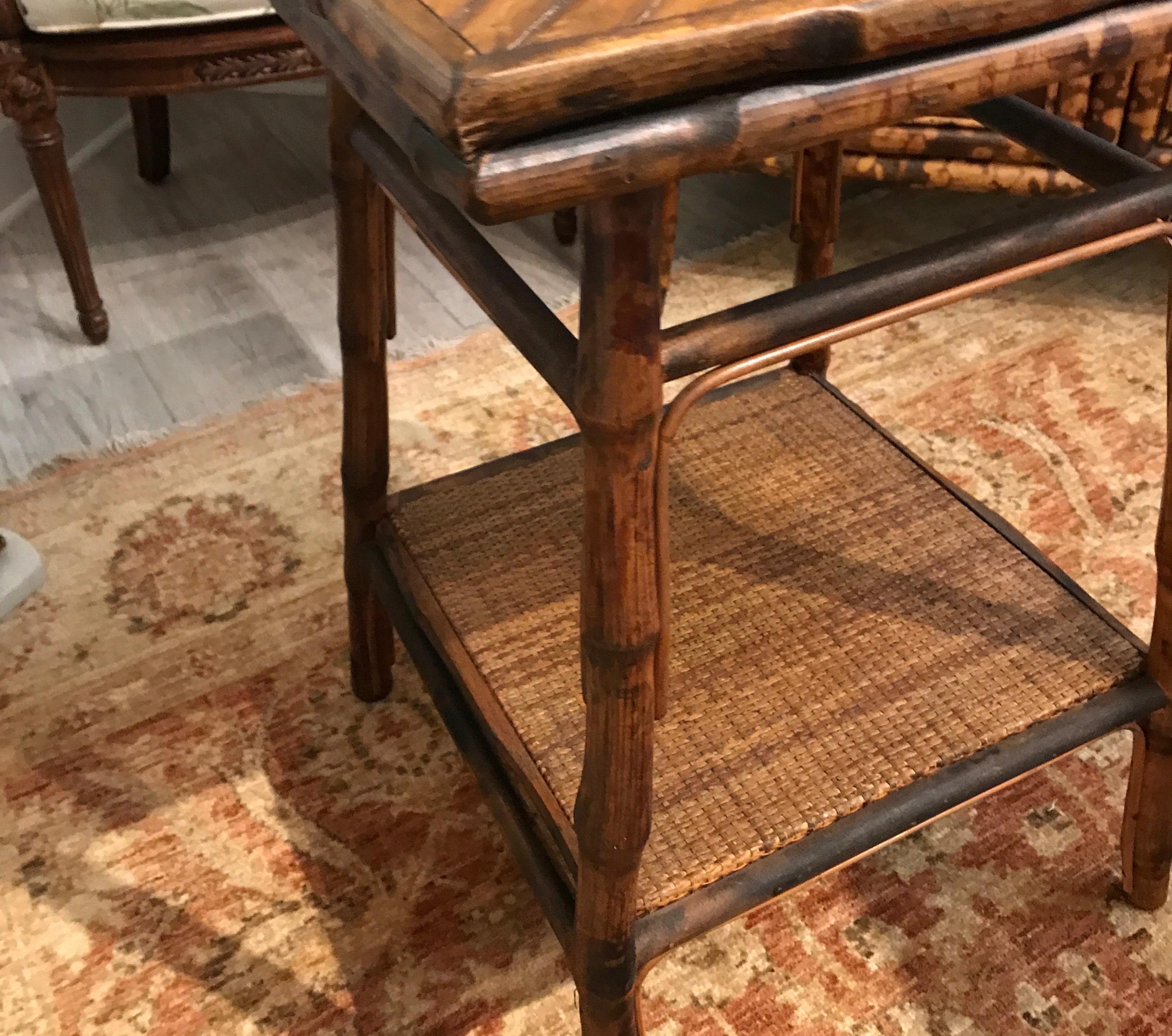 burnt bamboo side table