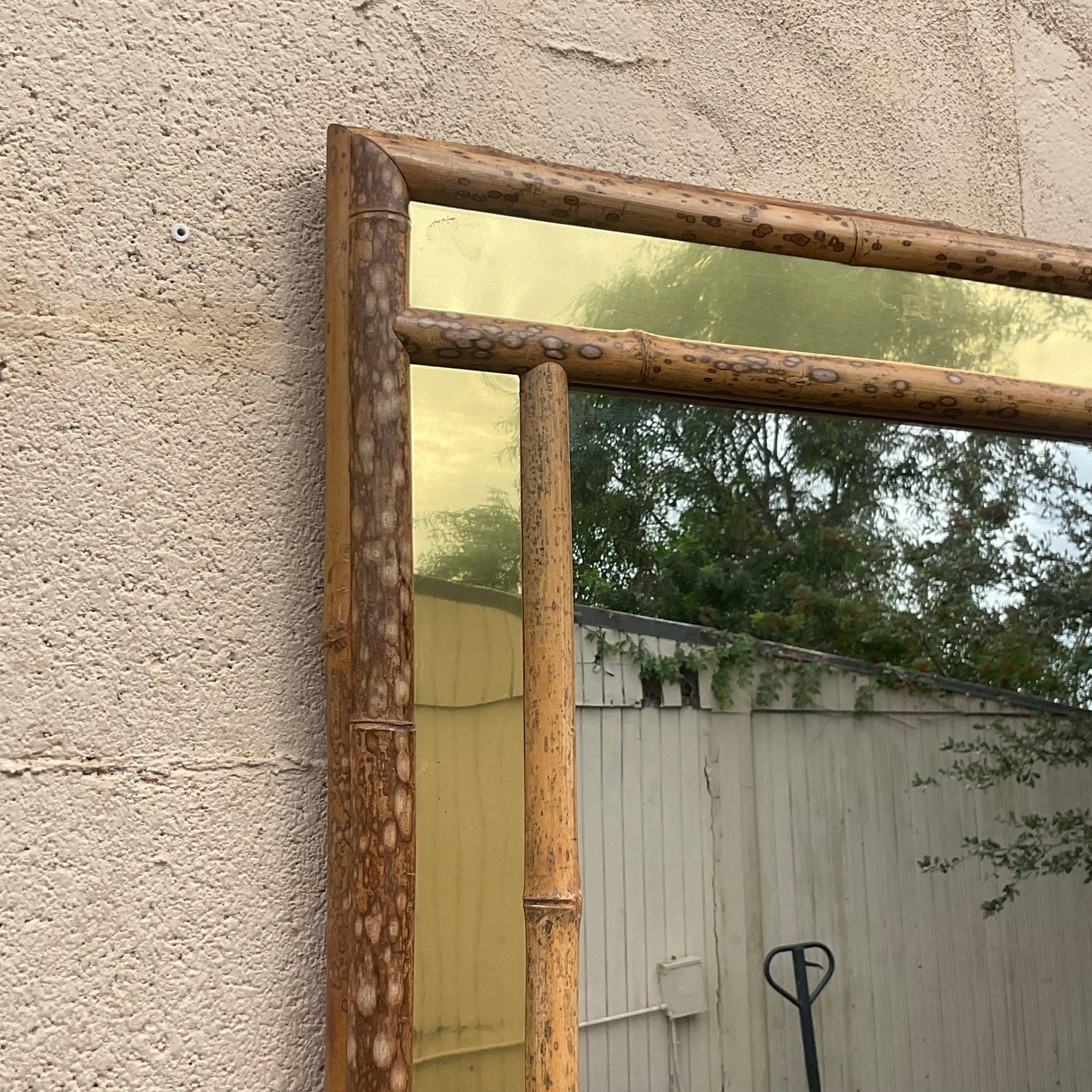 American Vintage Burnt Bamboo Wall Mirror