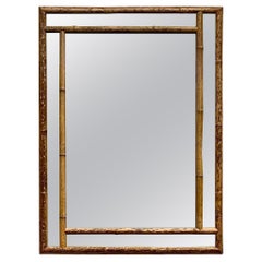 Vintage Burnt Bamboo Wall Mirror