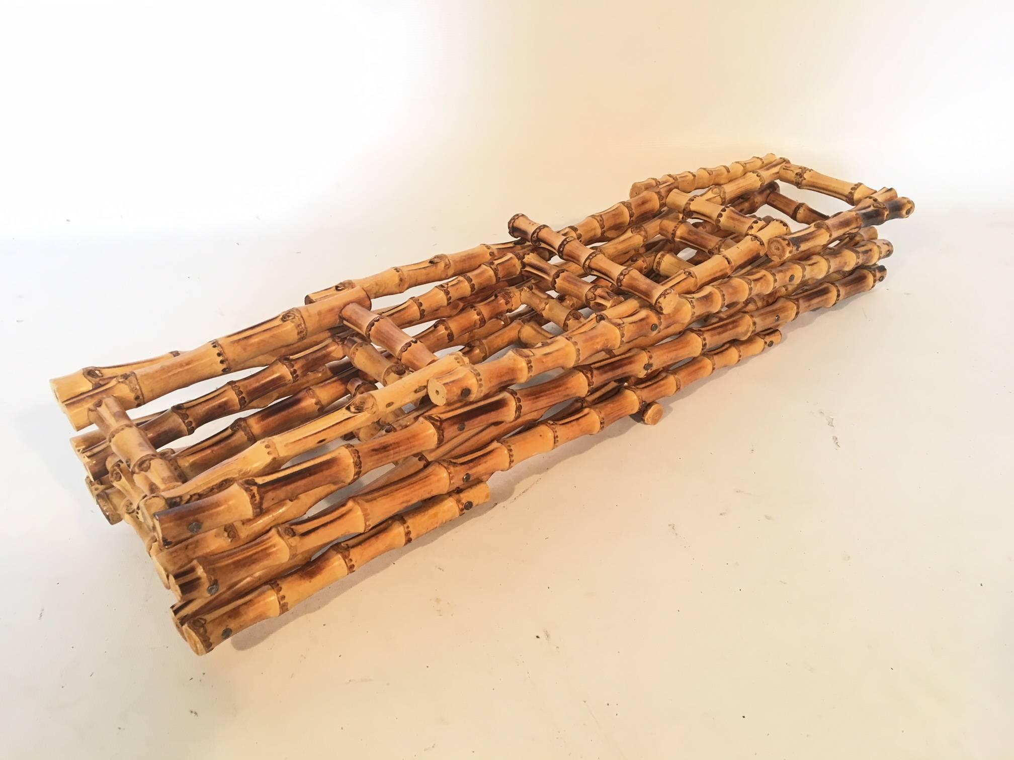 Vintage Burnt Bamboo Wine Rack In Excellent Condition In Jacksonville, FL