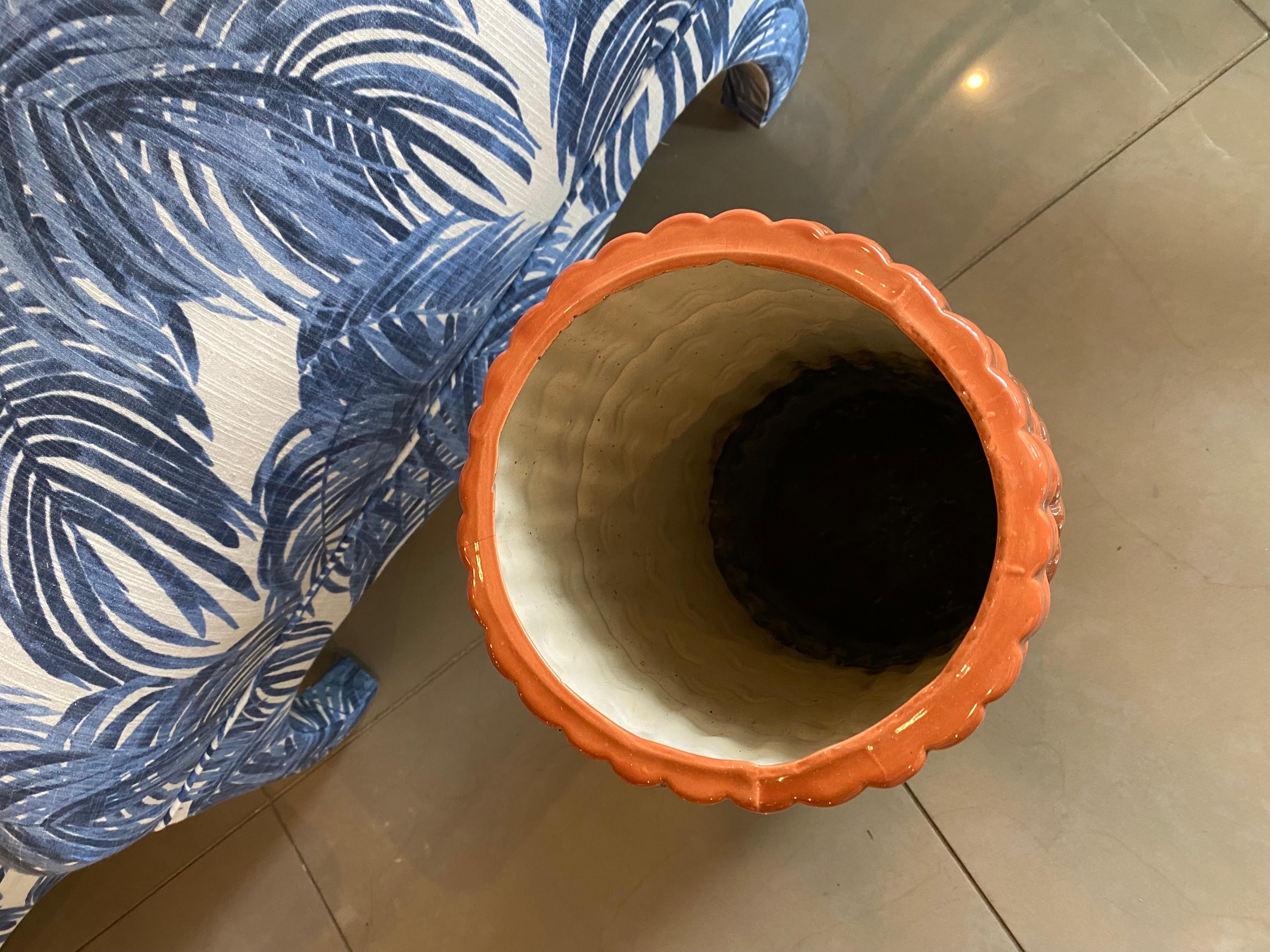 Vintage Burnt Orange Keramik Faux Bambus Regenschirm Stand  im Zustand „Gut“ im Angebot in West Palm Beach, FL