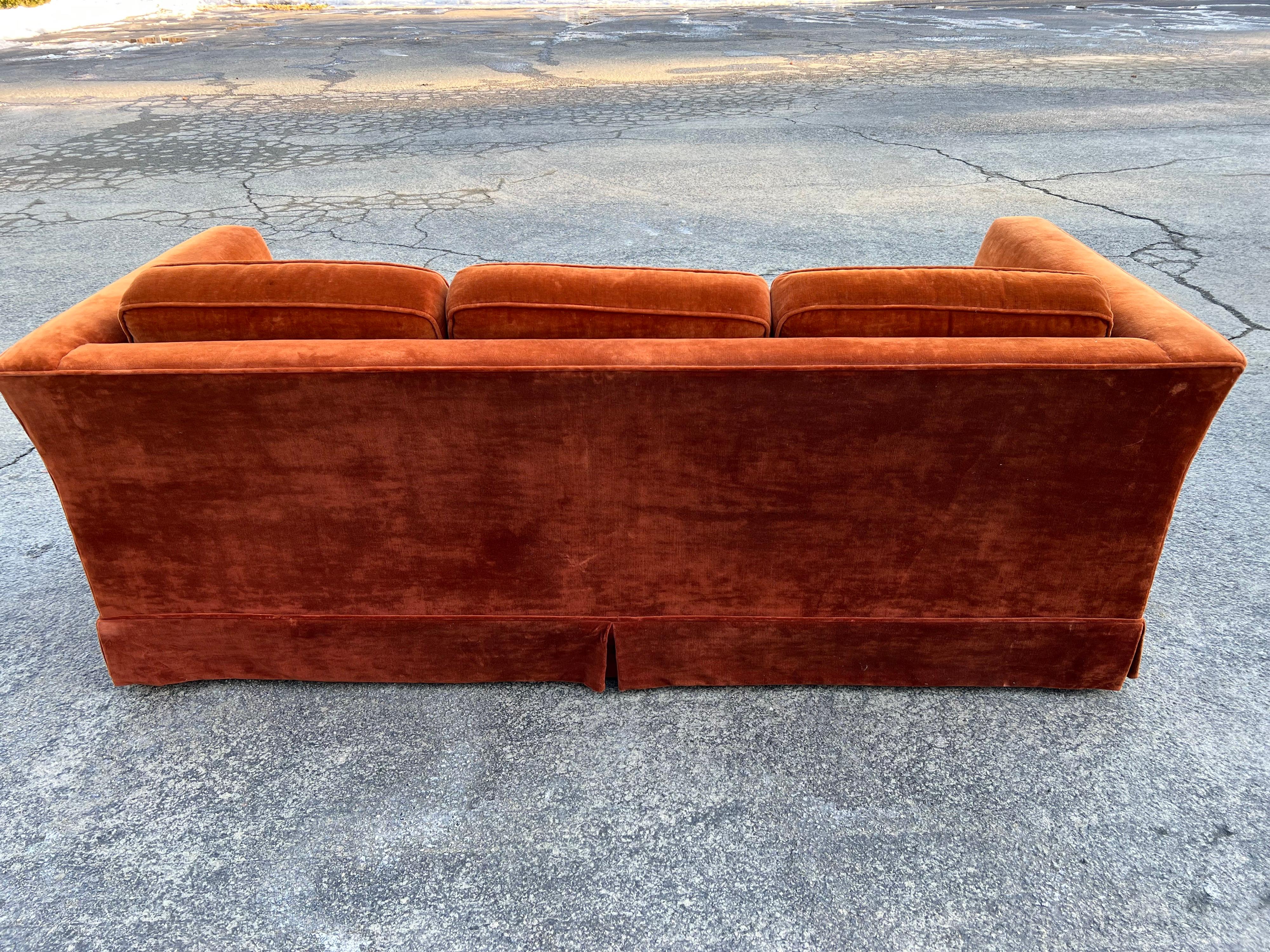 Vintage Burnt Orange Velvet Sofa 1