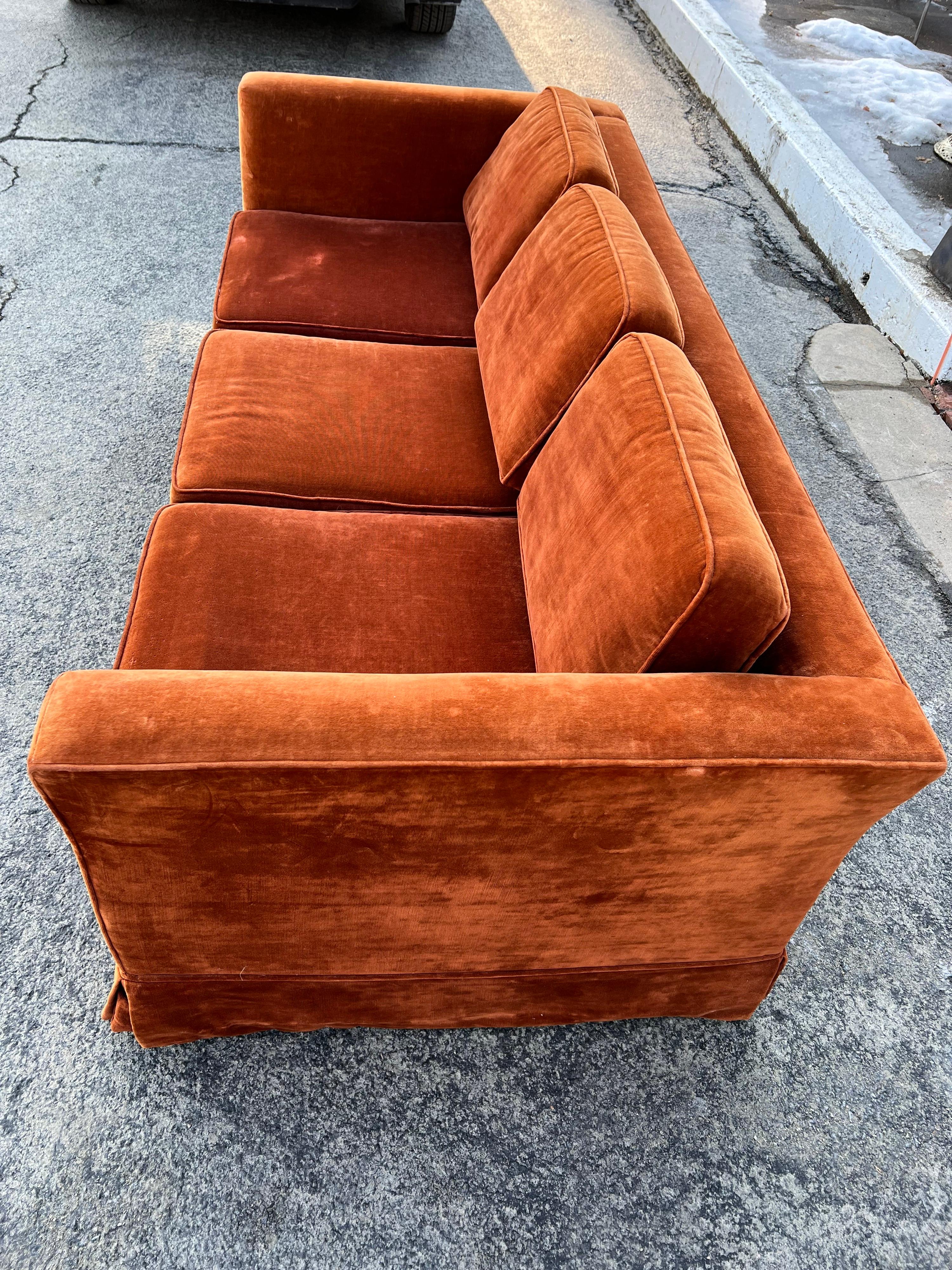 Vintage Burnt Orange Velvet Sofa 3