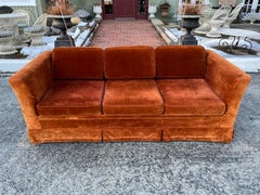 Vintage Burnt Orange Velvet Sofa
