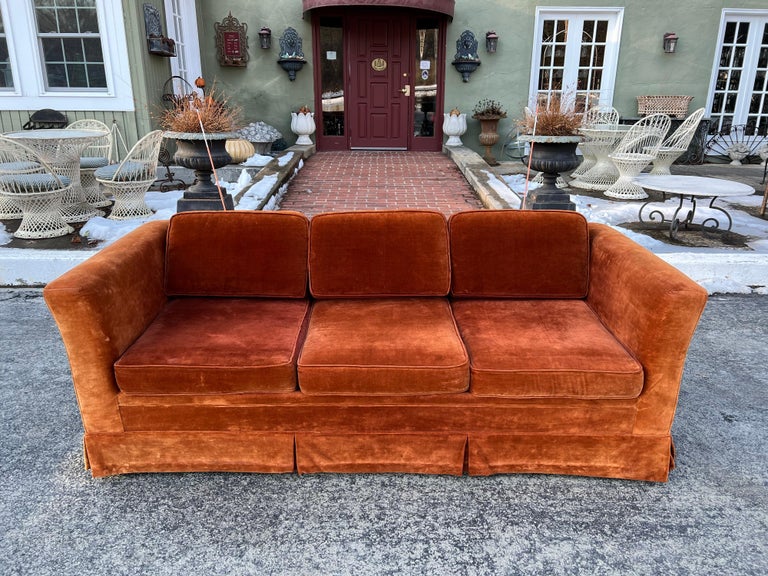 Vintage Burnt Orange Velvet Sofa at 1stDibs