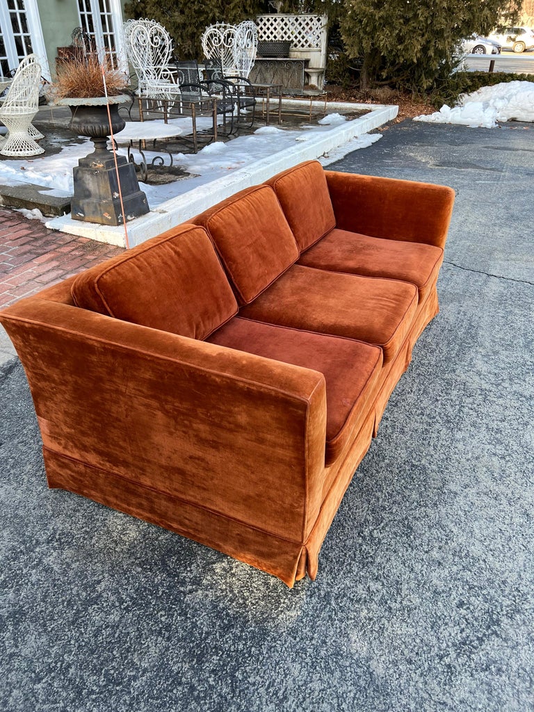 Vintage Burnt Orange Velvet Sofa at 1stDibs