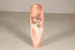 Vase de sol vintage en terre cuite « Burnt Rose » à la surface texturée