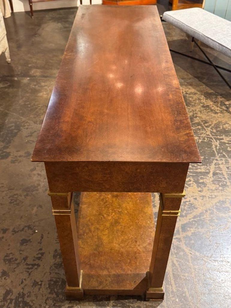 Vintage Burr Elm Baker Furniture Empire Style Console For Sale 1