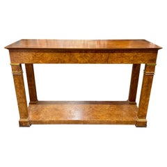 Vintage Burr Elm Baker Furniture Empire Style Console