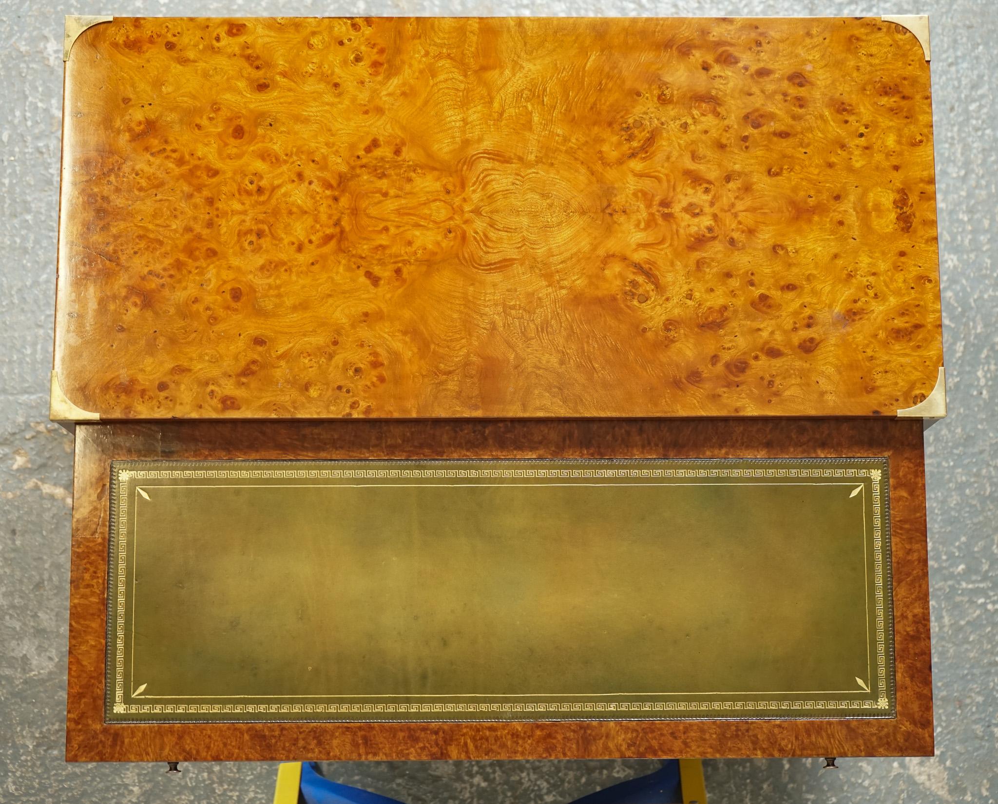 VINTAGE BURR ELM MILITARY CAMPAIGN CHEST OF DRAWERS WiTH PULL OUT BUTLER TRAY 4