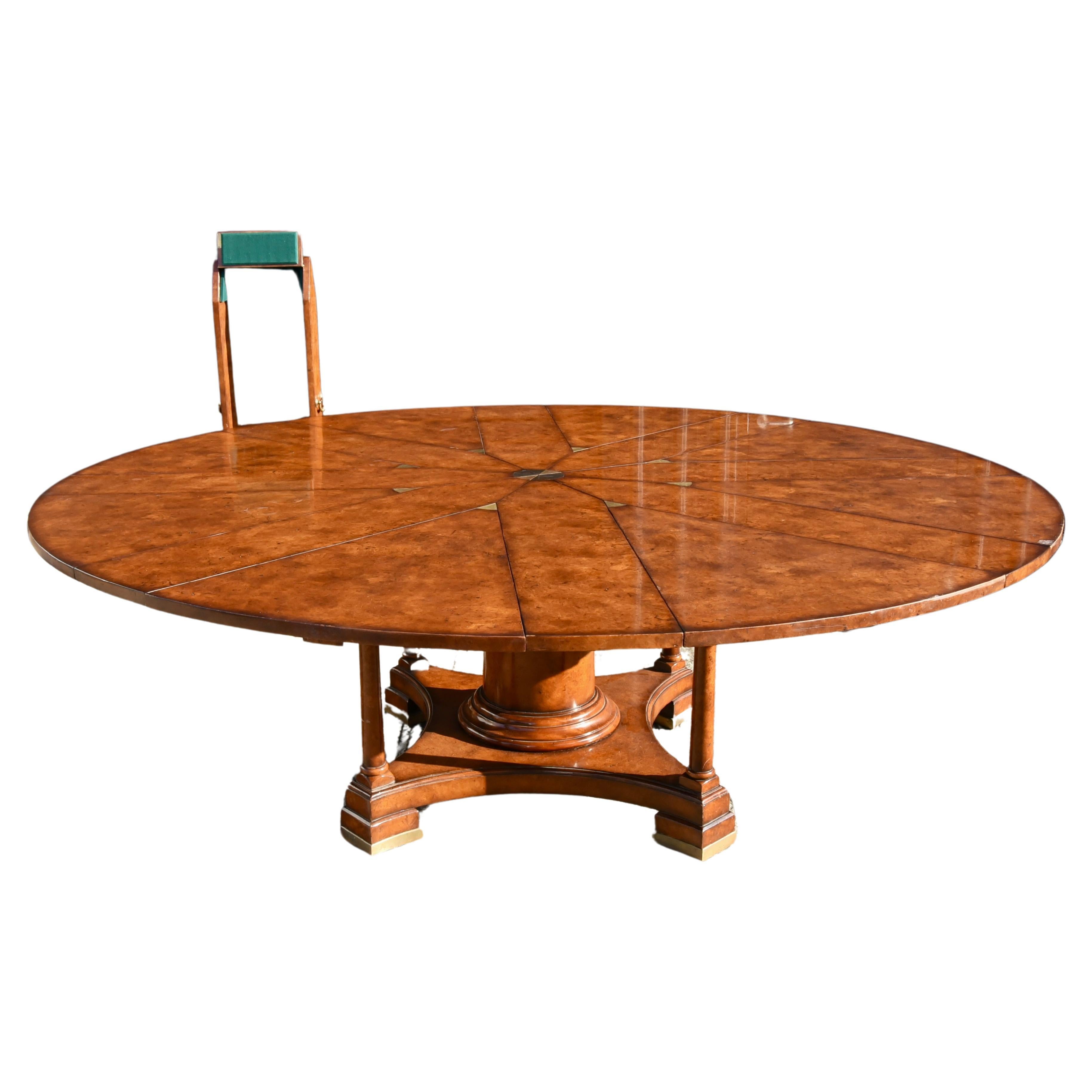 Vintage burr oak curcular extending Jupe dining table 
