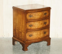 Vintage Burr Walnut Bevan Funnell Serpentine Fronted Side Table Chest of Drawers