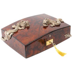 Used Burr Walnut Cigar Humidor by Simpson Le Queux, 20th Century