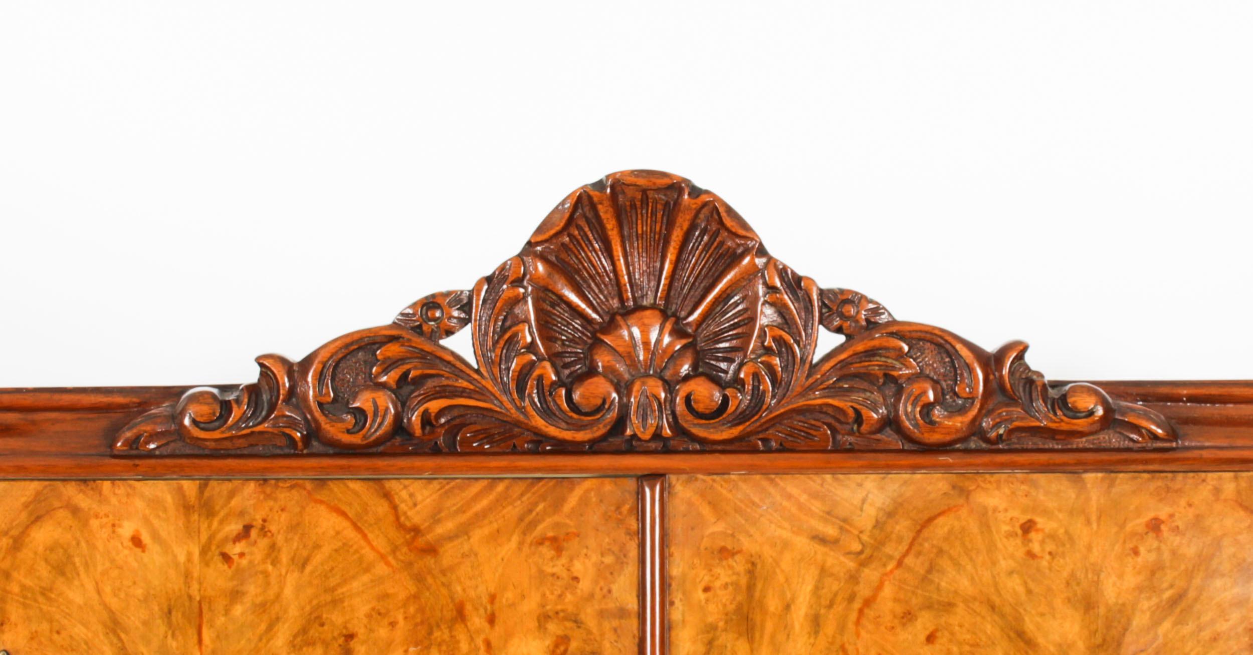 Vintage Burr Walnut Cocktail Cabinet Bebidas Bar Seco y Cristalería Siglo XX siglo XX en venta