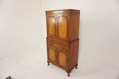 Vintage Burr Walnut Cocktail Drinks Cabinet, Scotland 1930, H396