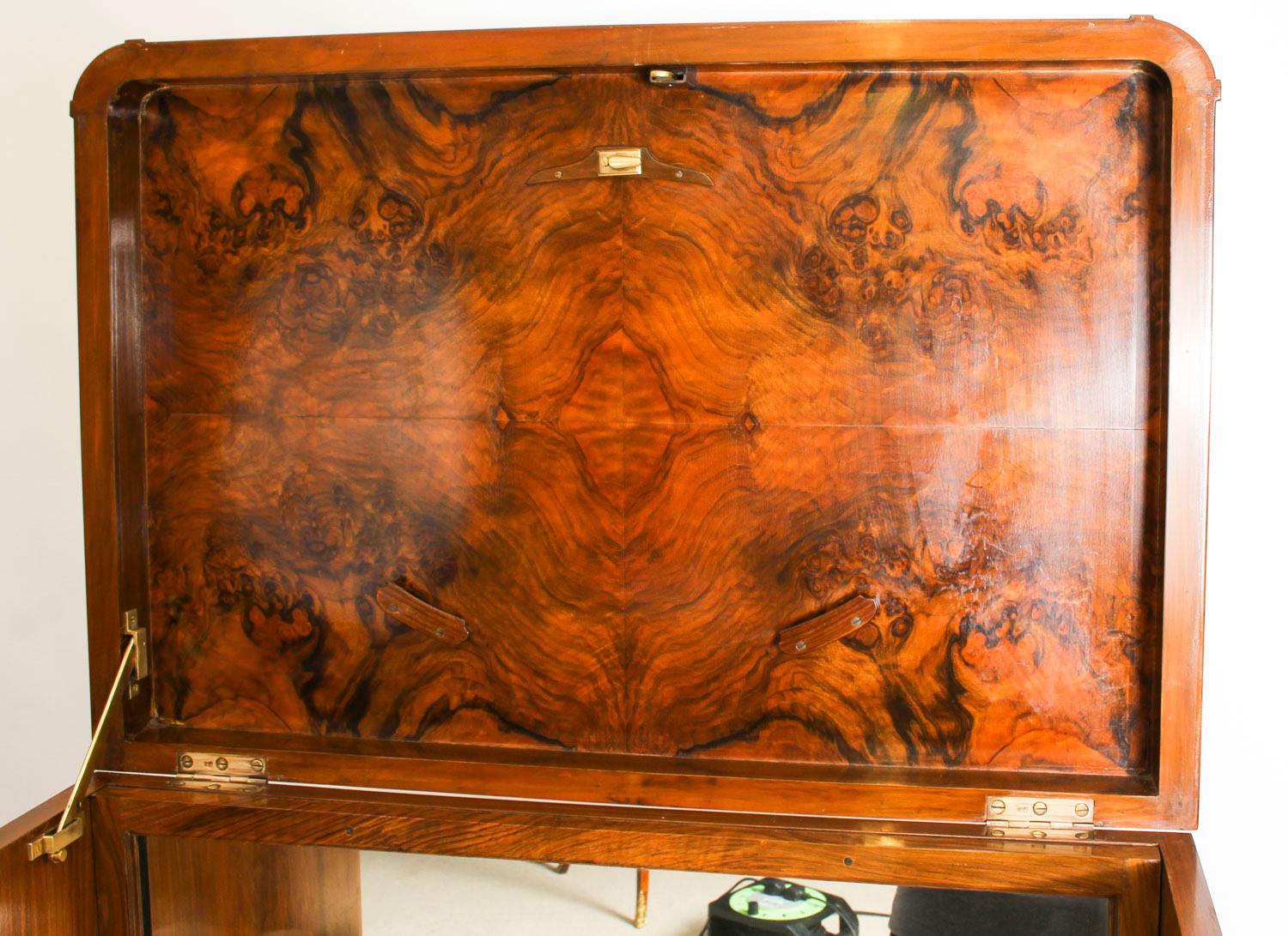 Vintage Burr Walnut Cocktail Drinks Dry Bar Cabinet Harrods, Mid-20th Century 5