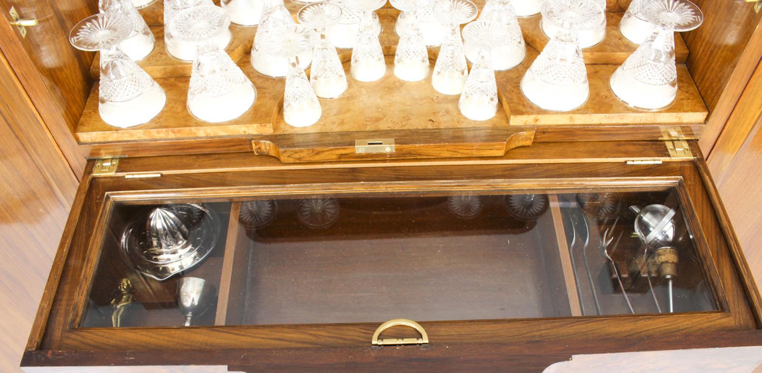 Vintage Burr Walnut Cocktail Drinks Dry Bar Cabinet Harrods, Mid-20th Century 7