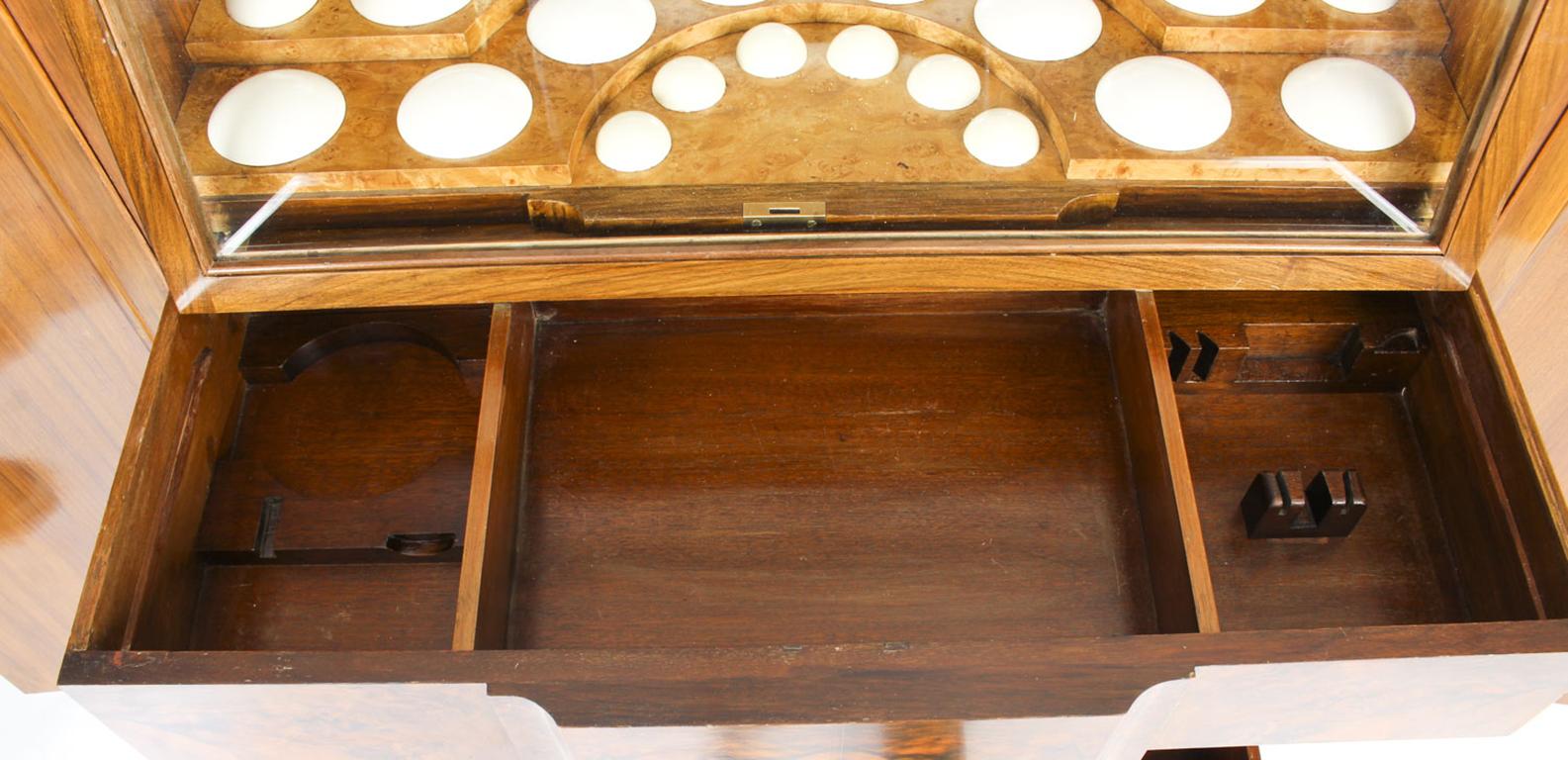 Vintage Burr Walnut Cocktail Drinks Dry Bar Cabinet Harrods, Mid-20th Century 11