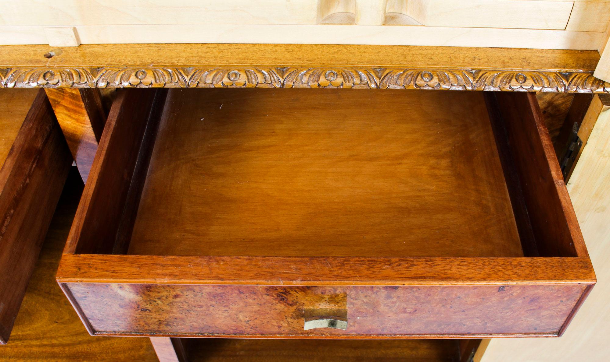 Vintage Burr Walnut Cocktail Drinks Dry Bar Cabinet, Mid-20th Century 9