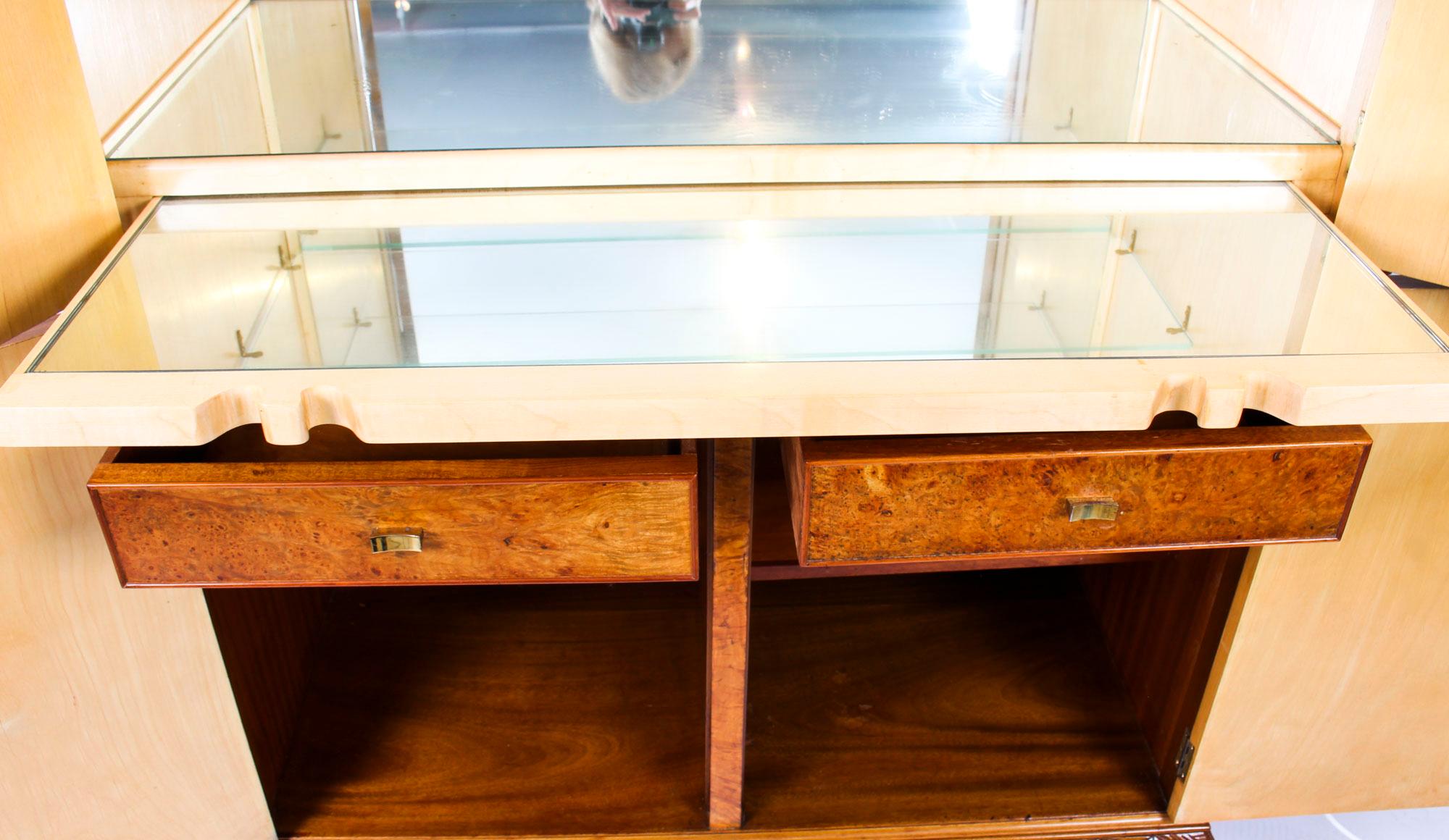 Vintage Burr Walnut Cocktail Drinks Dry Bar Cabinet, Mid-20th Century 10