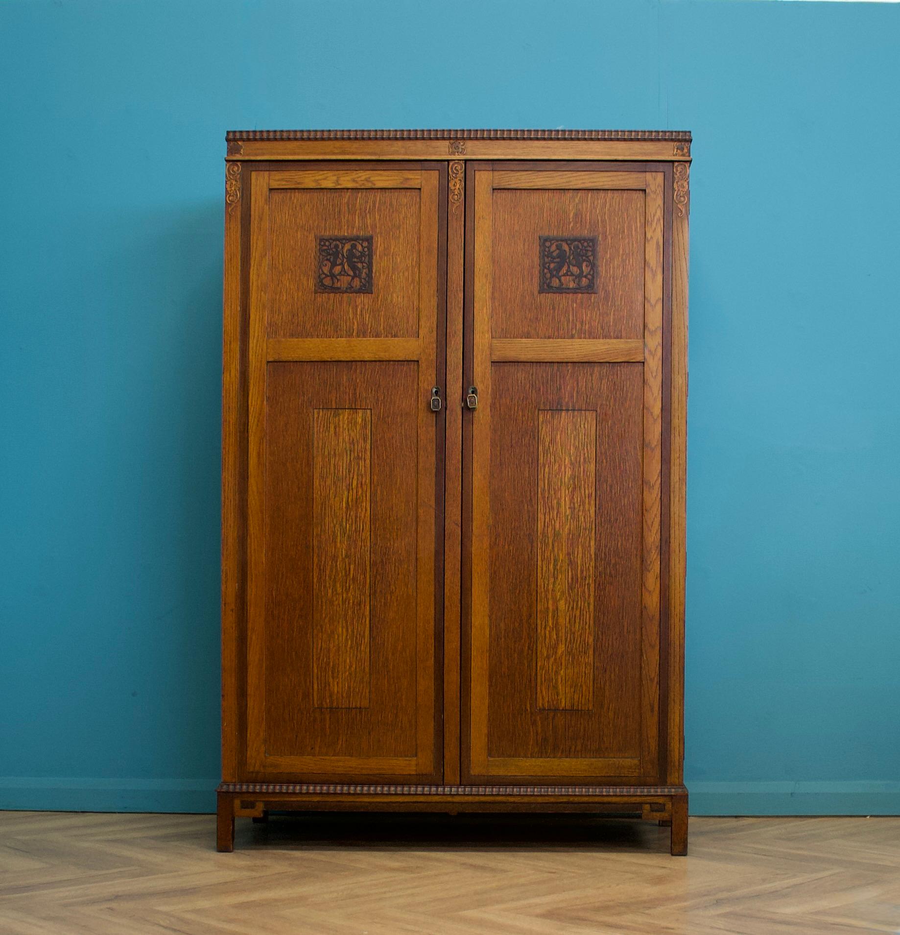 Art Deco Vintage Burr Walnut Compactum Wardrobe from Harris Lebus, 1930s