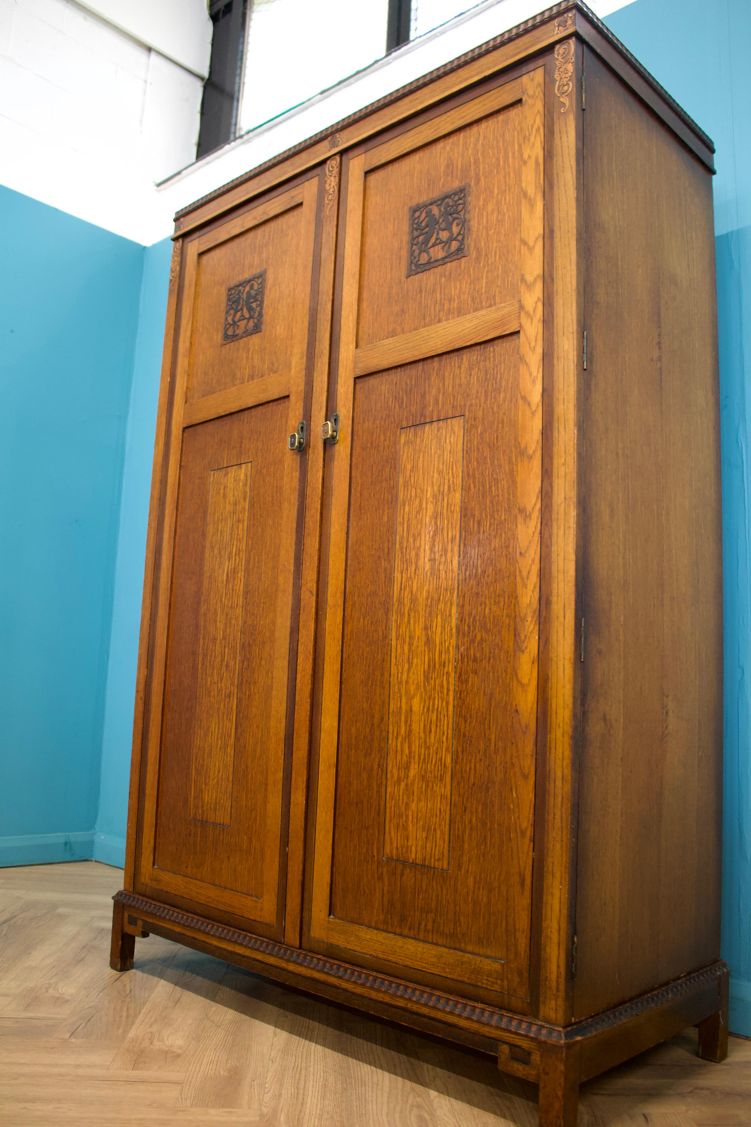 Veneer Vintage Burr Walnut Compactum Wardrobe from Harris Lebus, 1930s