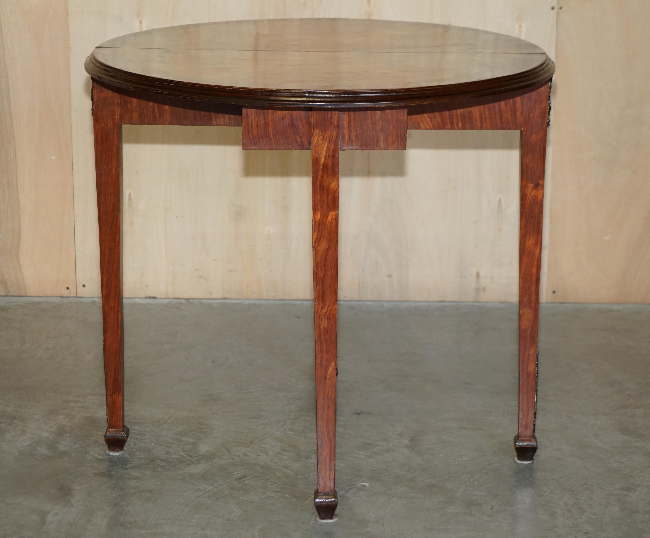 Vintage Burr Walnut Console Games Demi Lune Card Table Unfolds Lovely Timber For Sale 14