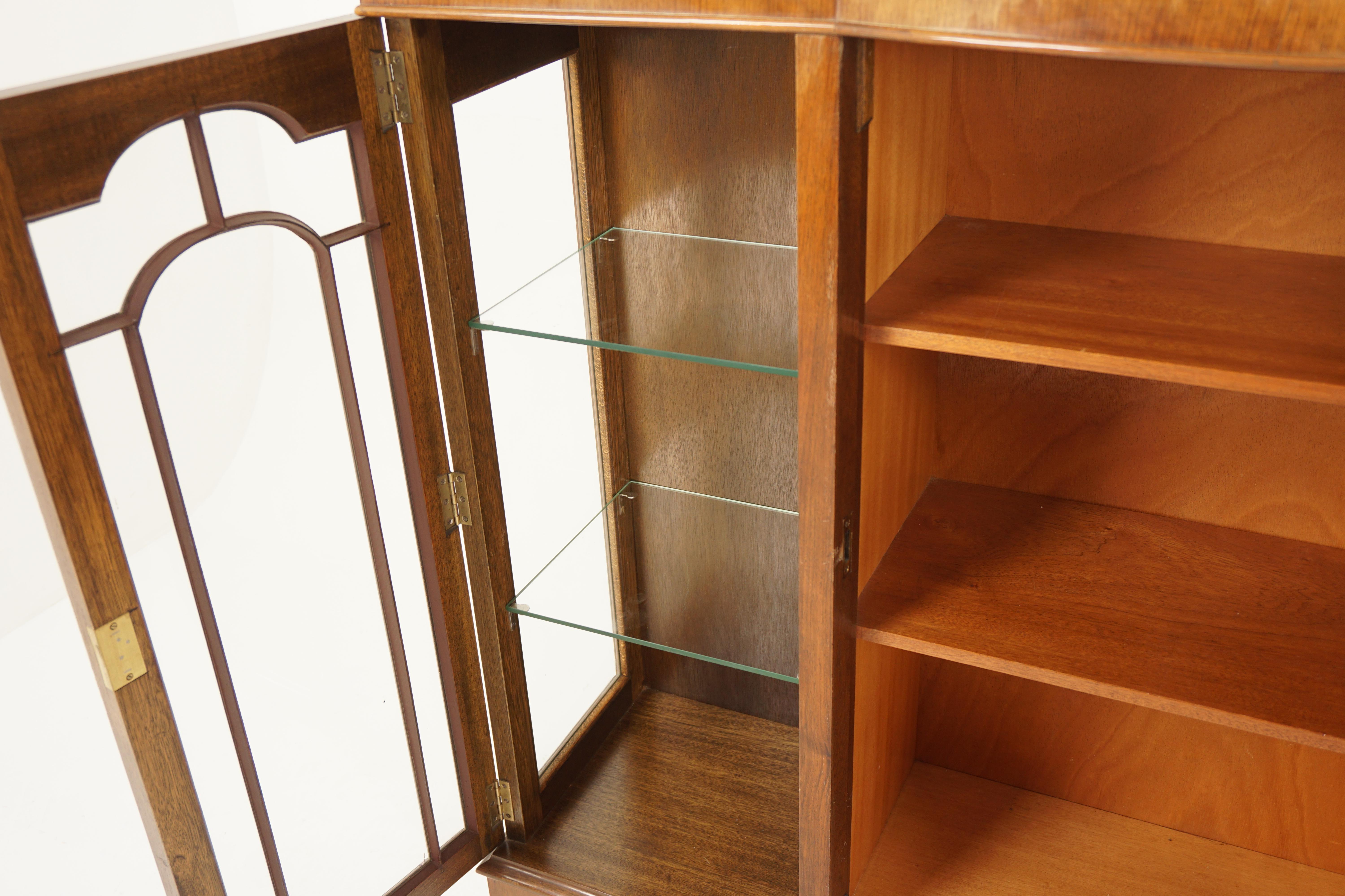 Mid-20th Century Vintage Burr Walnut Display Cabinet, China Cabinet, Scotland 1930, H798