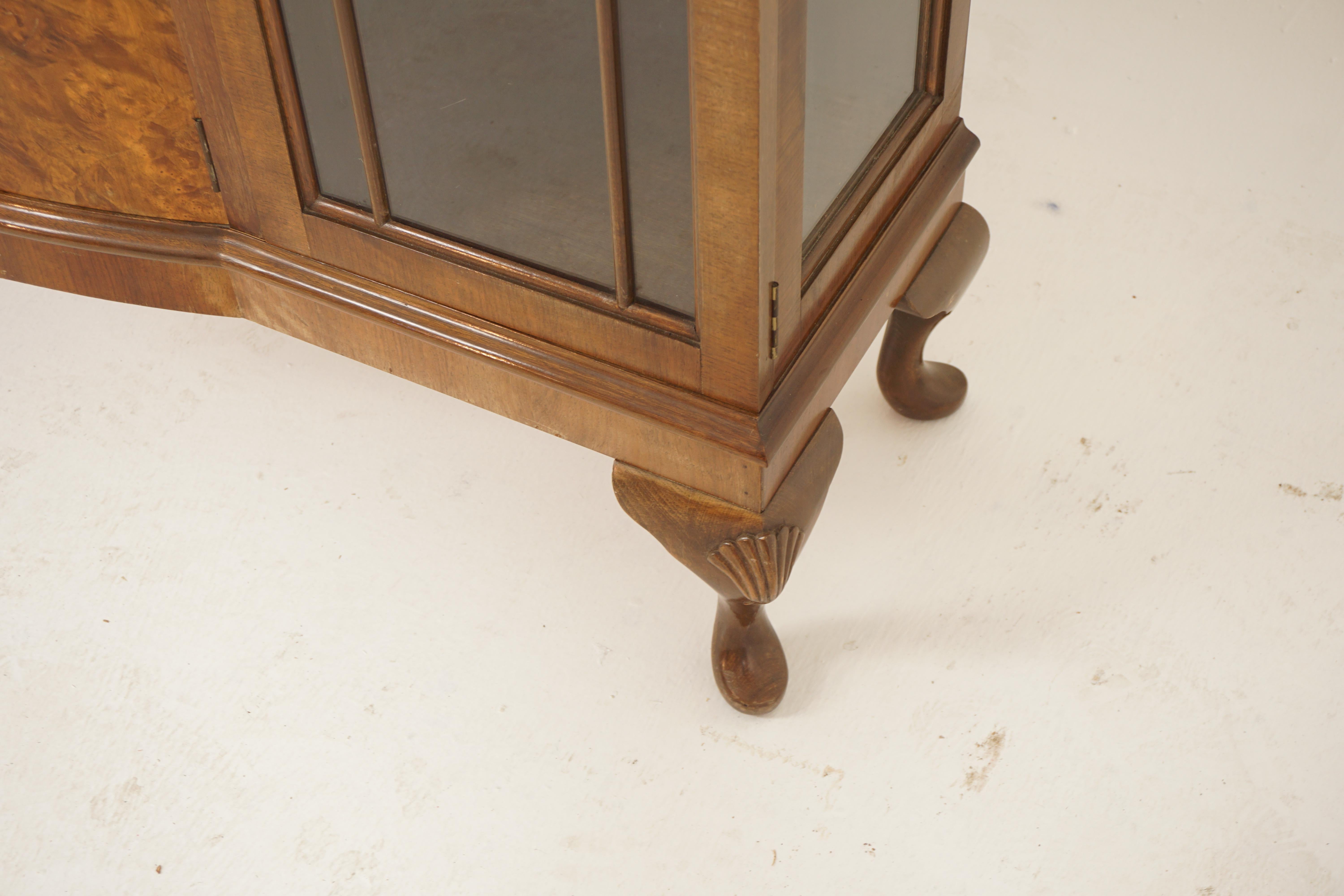 Vintage Burr Walnut Display Cabinet, China Cabinet, Scotland 1930, H798 4