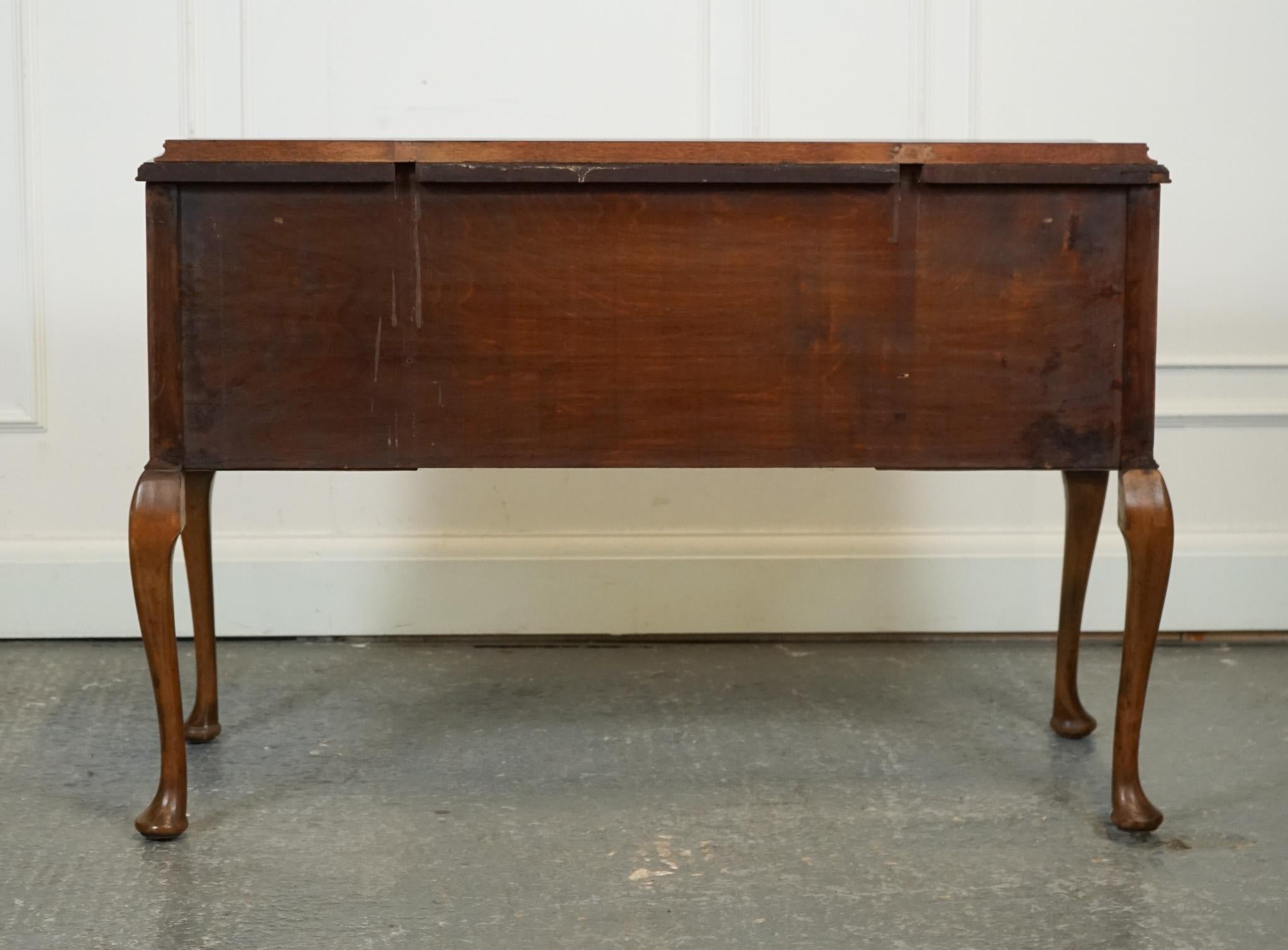 VINTAGE BURR WALNUT DRESSING TABLE DESK RAiSED ON QUEEN ANNE LEGS J1 4
