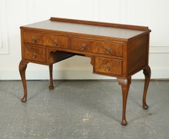VINTAGE BURR WALNUT DRESSING TABLE DESK RAiSED ON QUEEN ANNE LEGS J1