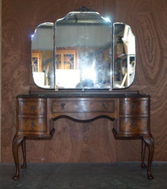 Vintage Burr Walnut Dressing Table Trifold Mirrors Must See Pictures Lovely Find