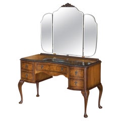 Vintage Burr Walnut Dressing Table Trifold Mirrors Must See Pictures Lovely Find