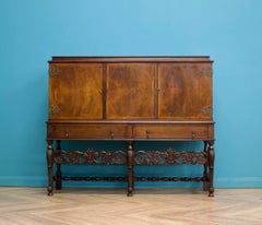 Vintage Burr Walnut Drinks Cabinet, 1920s