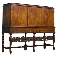 Vintage Burr Walnut Drinks Cabinet, 1920s