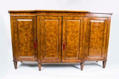 Vintage Burr Walnut Four Door Sideboard Credenza Chiffonier, 20th C