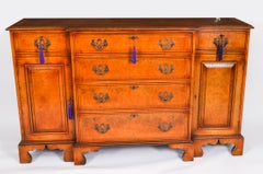 Vintage Burr Walnut Four Drawer Sideboard Credenza 20th Century