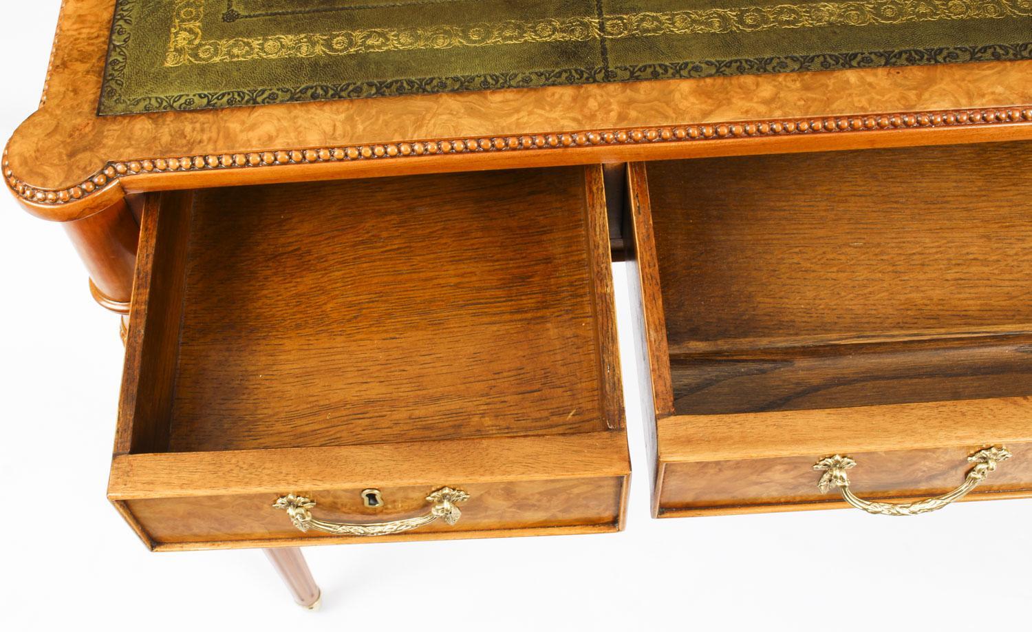 Vintage Burr Walnut Gillows Revival Writing Table Desk, 20th Century 5