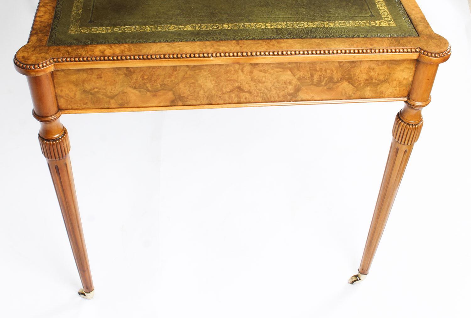 Vintage Burr Walnut Gillows Revival Writing Table Desk, 20th Century 10