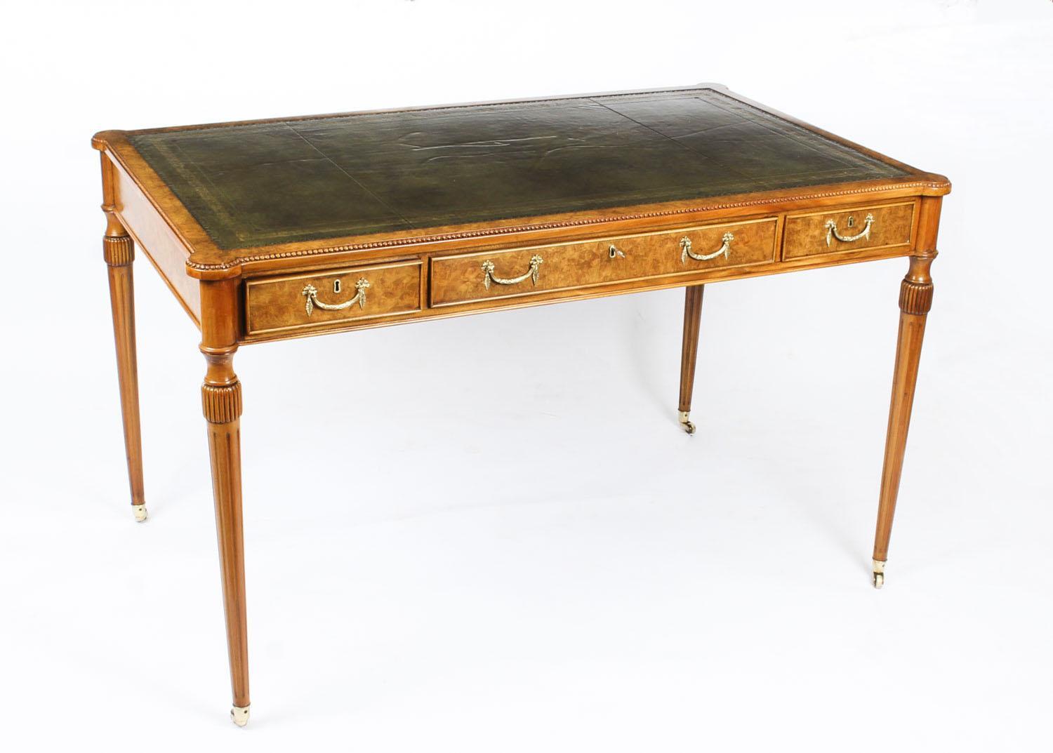 Vintage Burr Walnut Gillows Revival Writing Table Desk, 20th Century 11