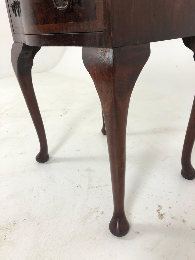 Vintage Burr Walnut Inlaid Nightstand Bedside, Lamp Table, Scotland