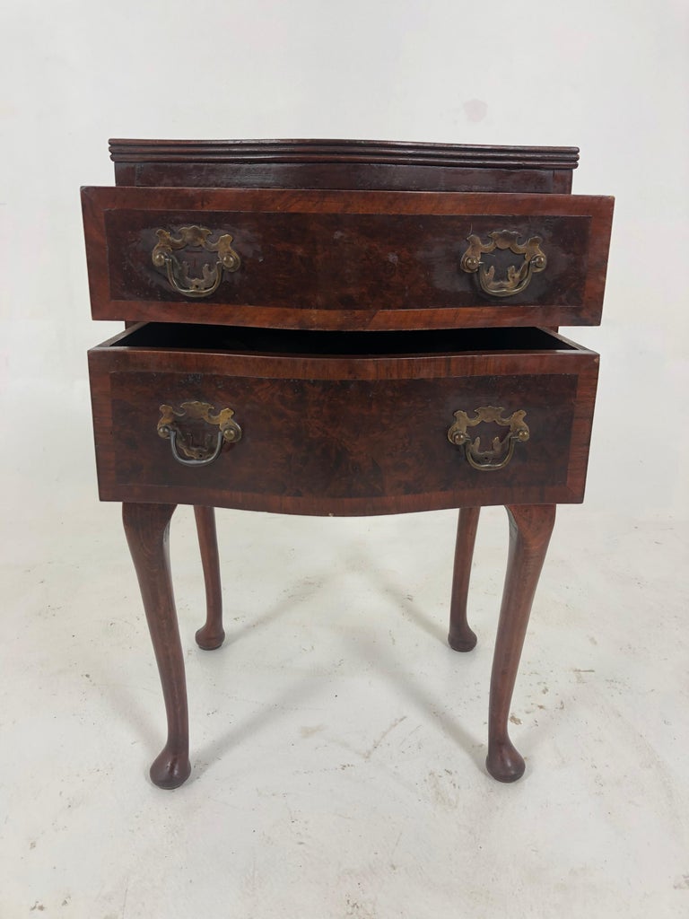 Vintage Burr Walnut Inlaid Nightstand Bedside, Lamp Table, Scotland