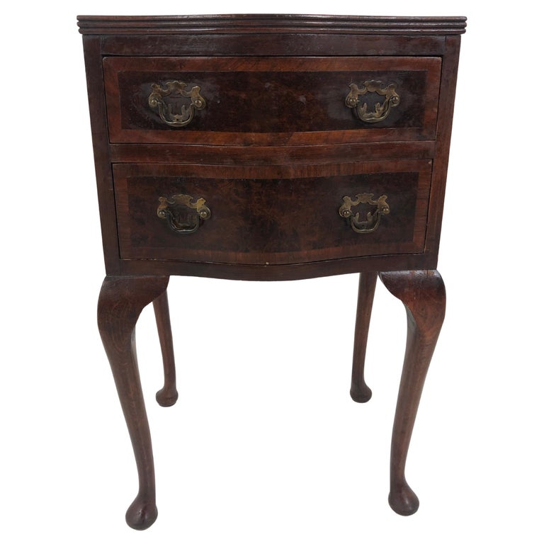 Vintage Burr Walnut Inlaid Nightstand Bedside, Lamp Table, Scotland