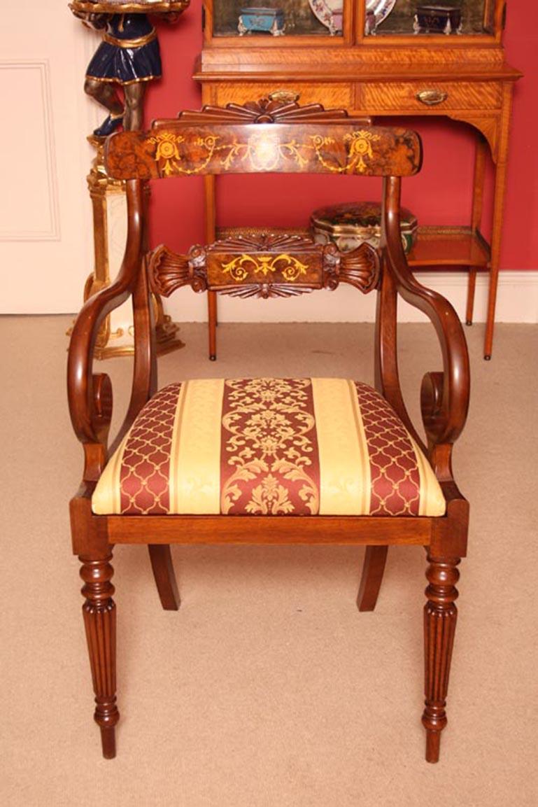 Victorian Vintage Burr Walnut Marquetry Dining Table & 18 Chairs