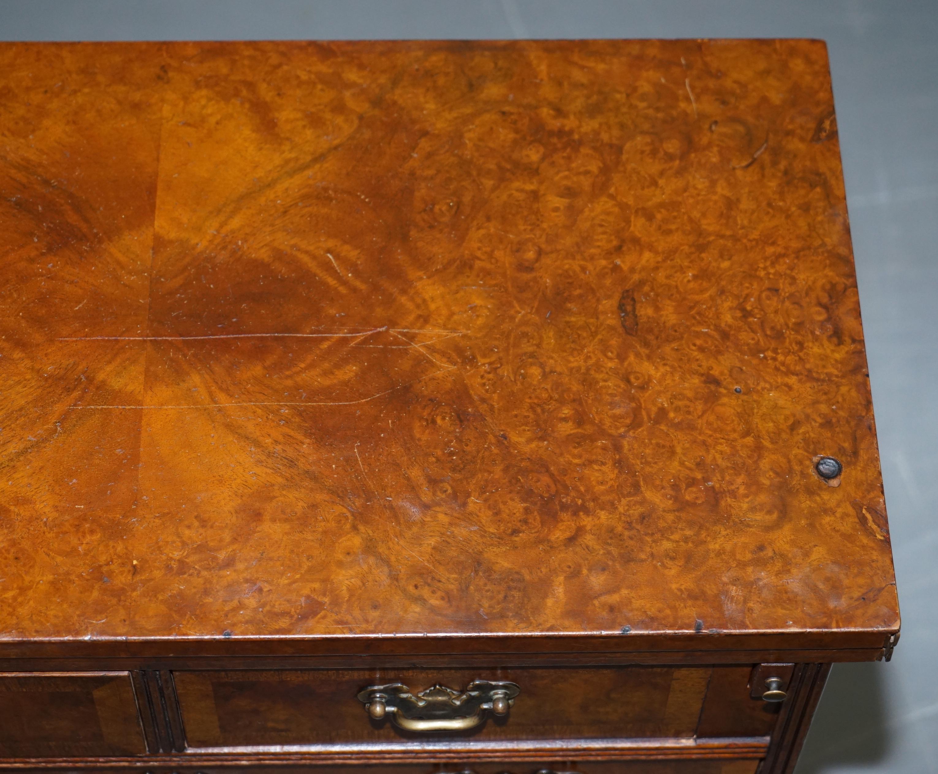 Other Vintage Burr Walnut Medium Sized Chest of Drawers with Butlers Serving Tray