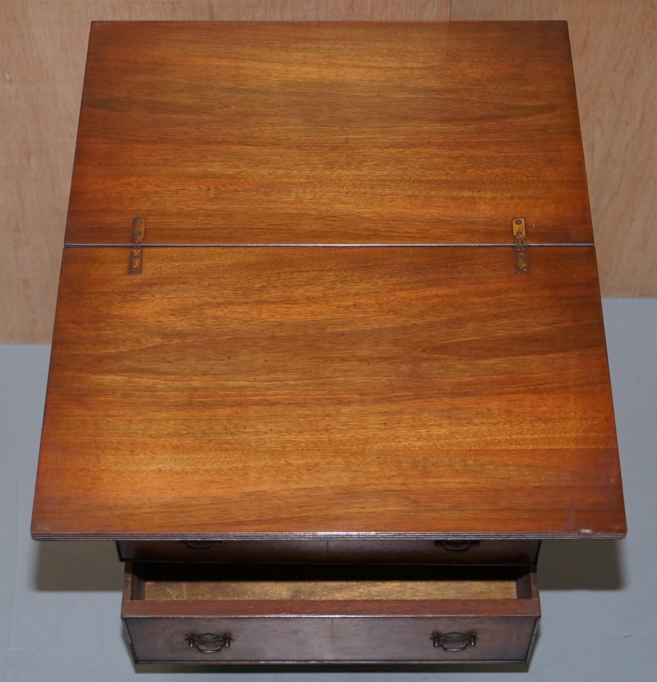 Vintage Burr Walnut Side Table Sized Chest of Drawers with Butlers Serving Tray 12