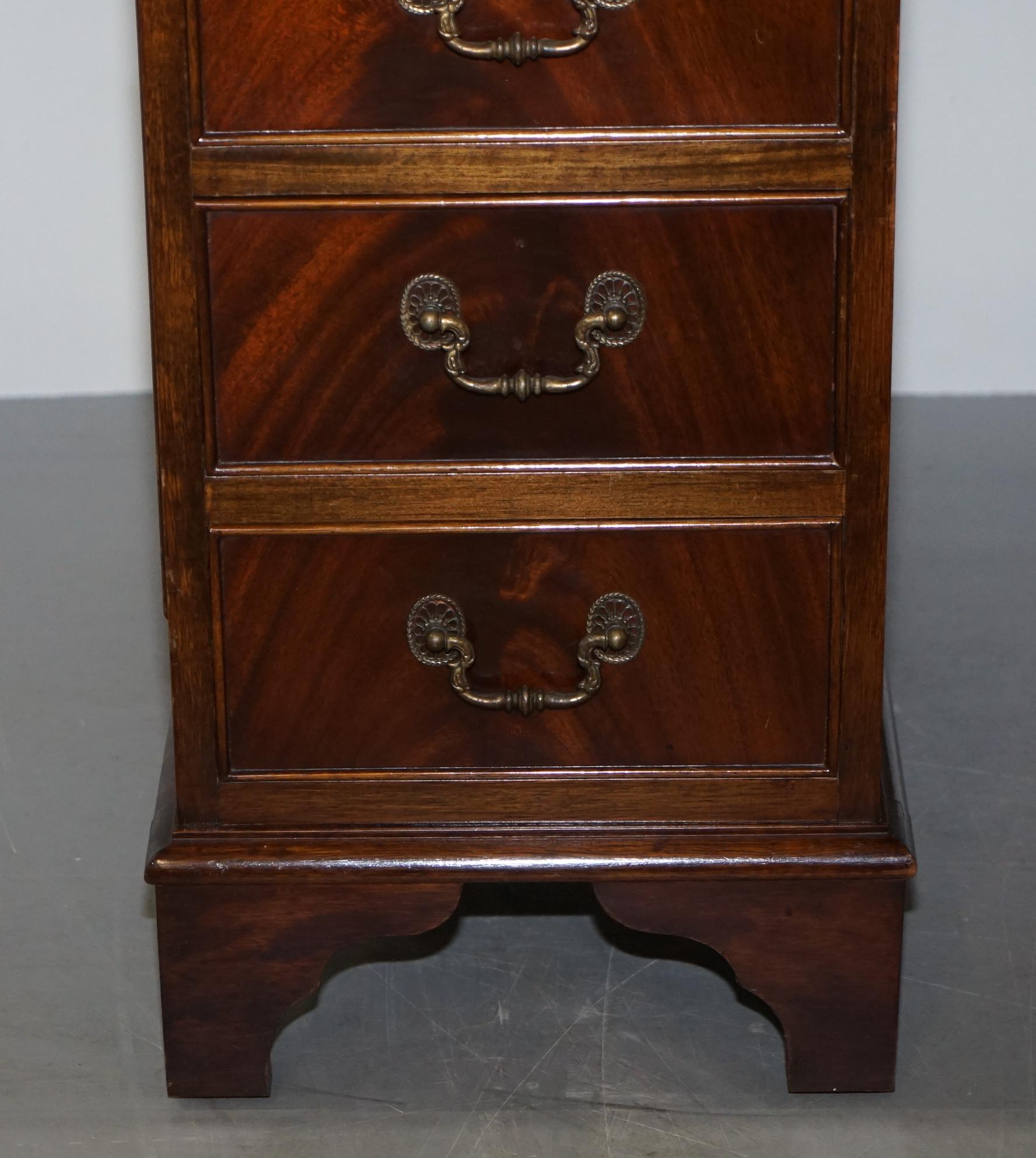 Vintage Hardwood Twin Pedestal Partner Desk With Distressed Brown Leather Top 1