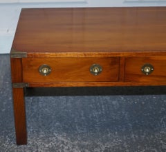 VINTAGE BURR EICHENHOLZ BRASIS MILITÄR KAMPAiGN 3 SCHUBLADE COFFEE TISCH